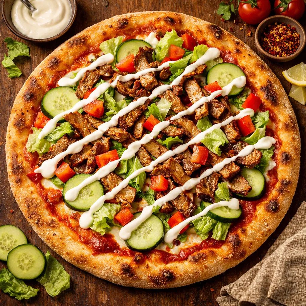 Salad Pizza with Kebab